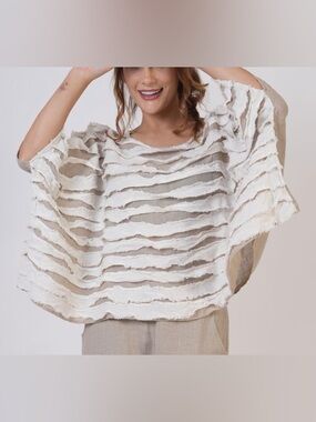 Relaxed Layered Stripe Tunic Top in Cream